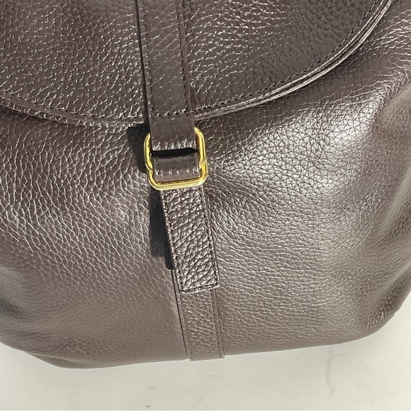 Barr and Barr New York Pebbled Brown Leather Bag Gold Hardware Shoulder Bag - Picture 3 of 15